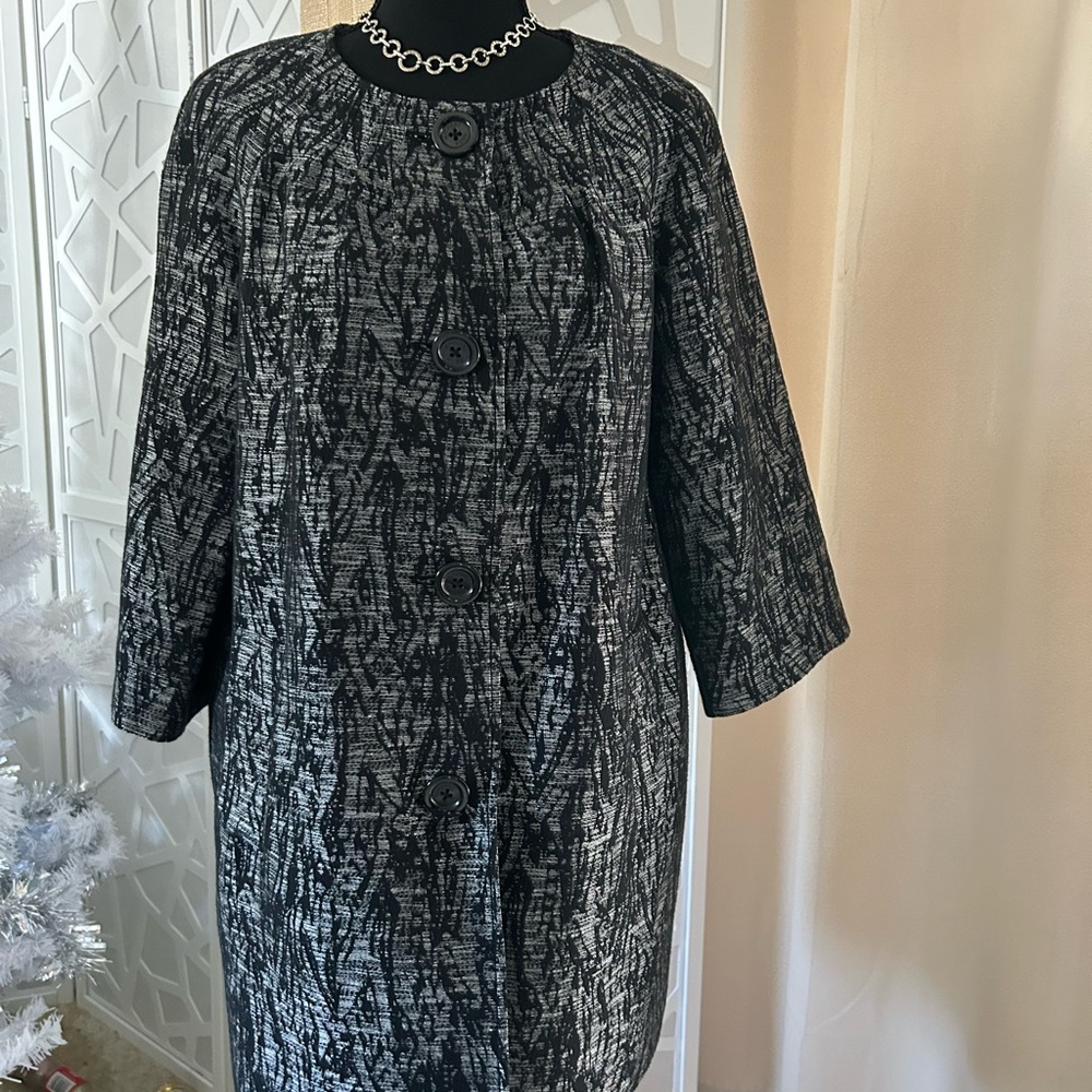 Elegant Black and Gray Women's Dress Coat